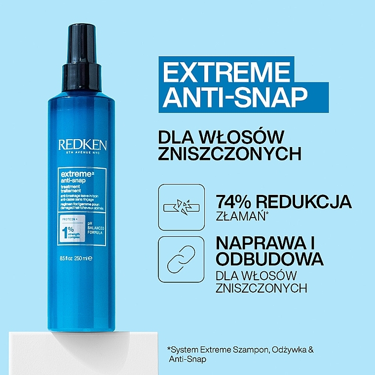 Haarkur für strapaziertes Haar mit Proteinen und Ceramiden ohne Ausspülen - Redken Extreme Anti-Snap Leave In Treatment — Bild N2