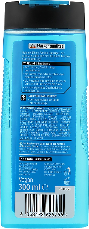 4in1 Kühlendes Duschgel für Gesicht, Haar und Körper mit Menthol - Balea Men Shower Gel Ice Feeling — Bild N2