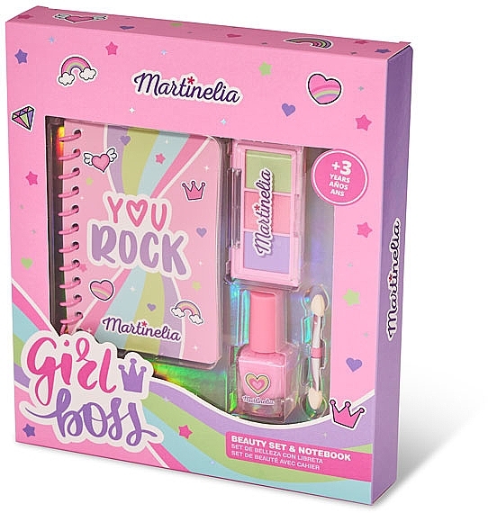 Kosmetikset für Kinder - Martinelia Girl Boss Notebook & Beauty Set (Nagellack 1 St. + Lidschatten 1 St. + Notizbuch 1 St.) — Bild N1