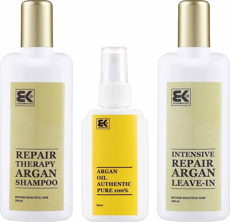 Haarpflegeset - Brazil Keratin Therapy Argan (Shampoo 300ml + Conditioner 300ml + Haaröl 100ml) — Bild N2