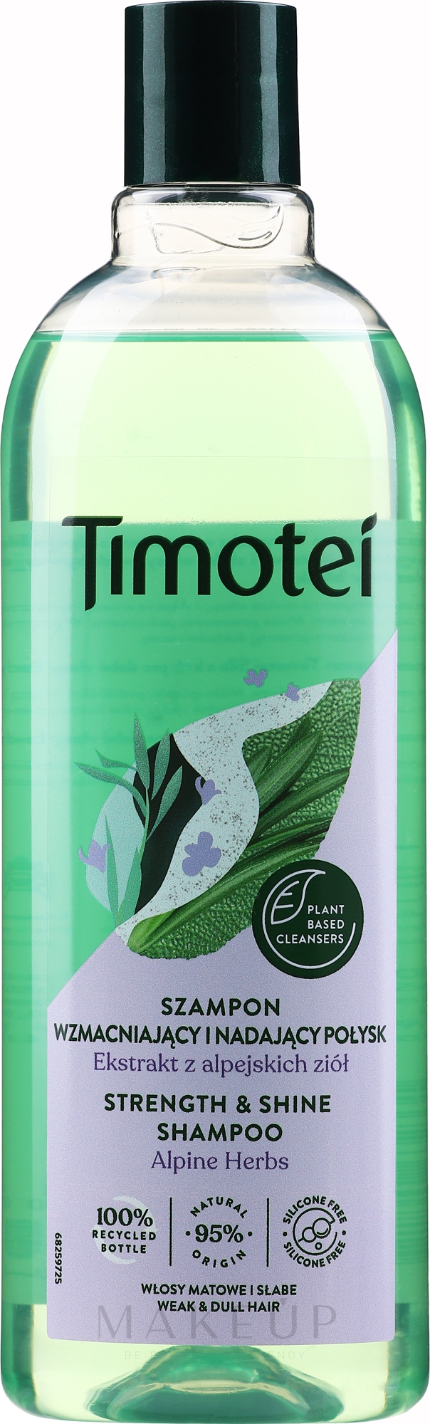 Shampoo für stumpfes, feines Haar mit Bio Alpenkräuter-Extrakt - Timotei Strength And Shine Shampoo — Bild 400 ml