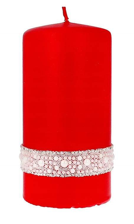 Dekorative Kerze 7x14 cm rot - Artman Crystal Pearl — Bild N1