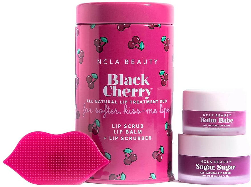 Set Schwarze Kirsche - NCLA Beauty Black Cherry (l/balm/10ml + l/scrub/15ml + scrubber) — Bild N2
