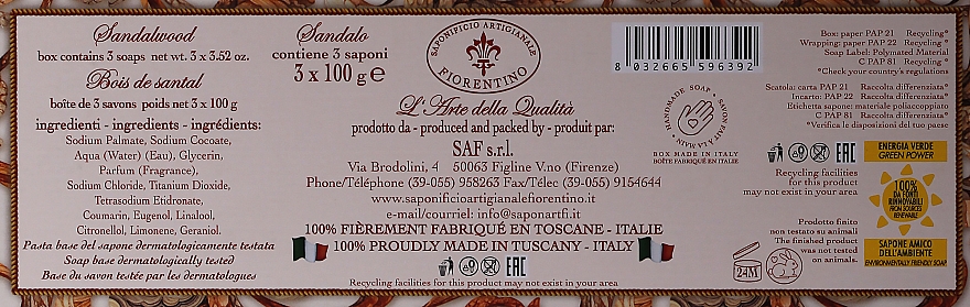 Naturseifen Set Sandelholz - Saponificio Artigianale Fiorentino Sandalwood (Seife 3 St. x100g) — Bild N3