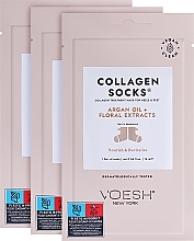 Kollagen-Fußbehandlung - Voesh Collagen Socks Trio Argan Oil & Floral Extract — Bild N2