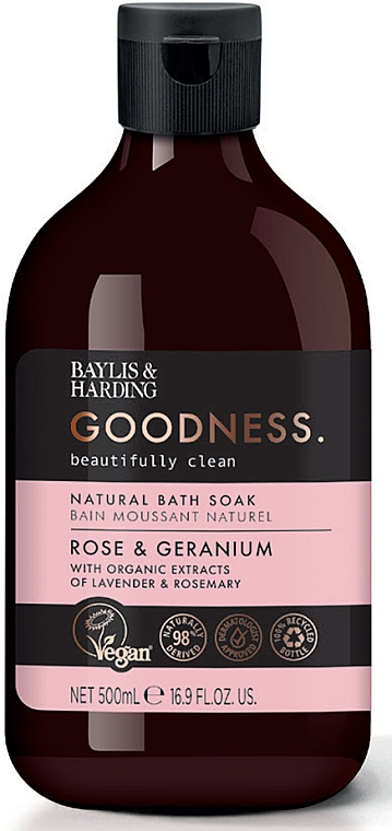Natürlicher Badeschaum Rose & Geranium - Baylis & Harding Goodness Rose & Geranium Natural Bath Soak — Bild N1