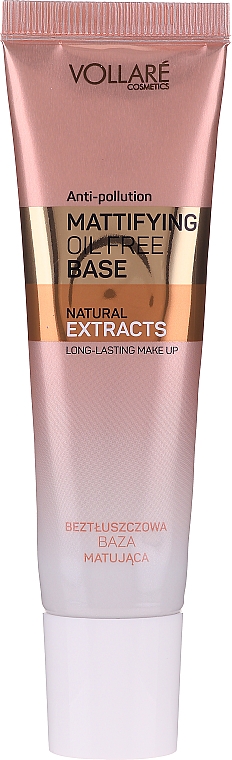 Mattierende Make-up Base mit Hyaluronsäure - Vollare Mattifying Oil Free Natural Extracts Base Long-Lasting Make Up