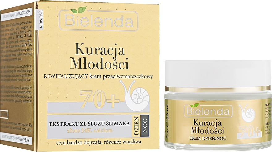 Revitalisierende Anti-Falten Gesichtscreme mit Schneckenschleim-Extrakt 70+ - Bielenda Kuracja Mlodosci Cream 70+ — Bild N2