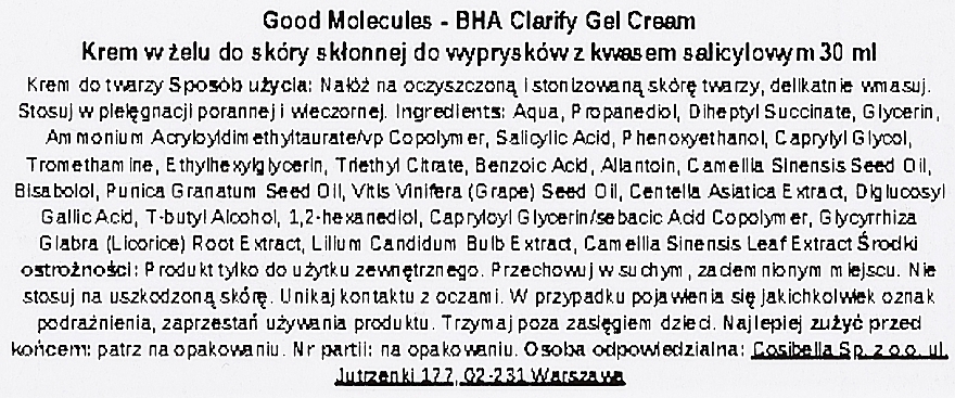 Gel-Creme für das Gesicht - Good Molecules BHA Clarify Gel Cream — Bild N3