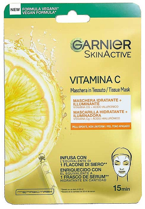 Tuchmaske mit Vitamin C - Garnier SkinActive Vitamin C Sheet Mask — Bild N1