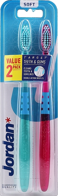 Zahnbürste weich Target Teeth & Gums violett, grün 2 St. - Jordan Target Teeth & Gums Soft Toothbrush  — Bild N1