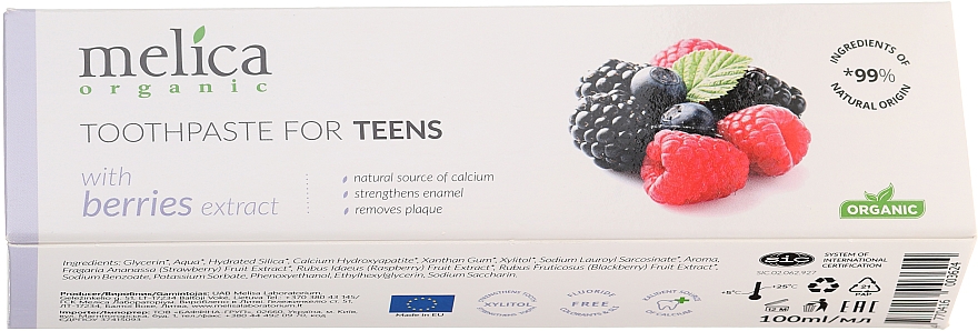 Zahnpasta für Jugendliche 6-14 Jahre mit Beerenextrakt - Melica Organic Toothpaste For Teens With Berries Extract — Bild N1