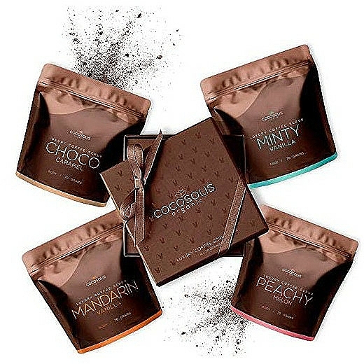 Gesichts- und Körperpflegeset - Cocosolis Luxury Coffee Scrub Box (Körperpeeling 3x70g + Gesichtspeeling 70g) — Bild N1