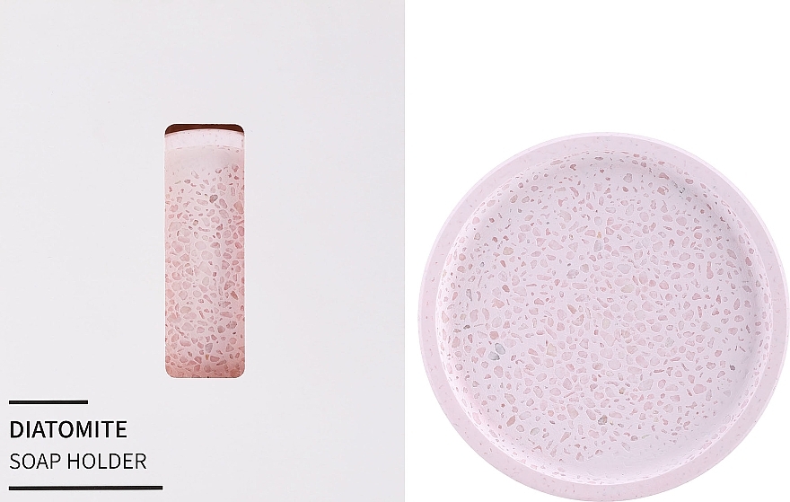 Seifenschale aus Kieselgur rund rosa mit Kieselsteinen - Yeye — Bild N3