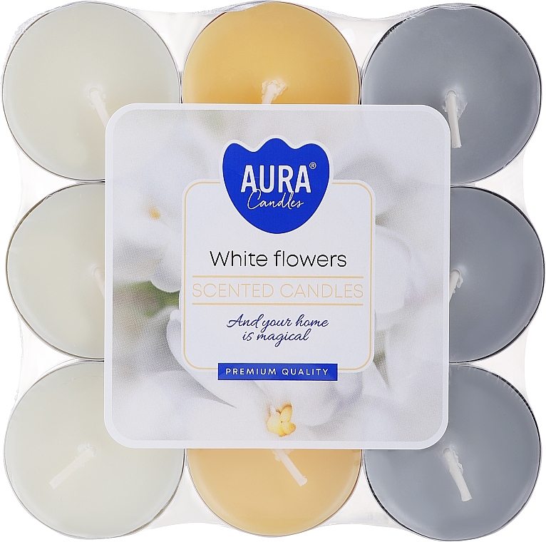 Teekerzen-Set weiße Blumen 18 St. - Bispol White Flowers Scented Candles  — Bild N1