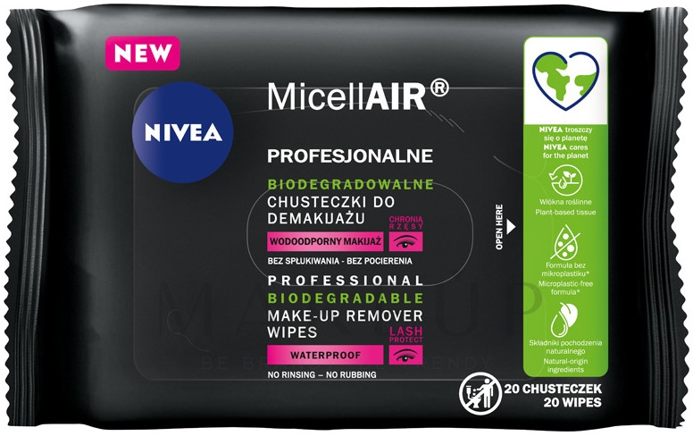 Make-up-Entfernungstücher mit Mizellen-Technologie 20 St. - NIVEA MicellAIR Expert Micellar Makeup Remover Wipes — Bild 20 St.