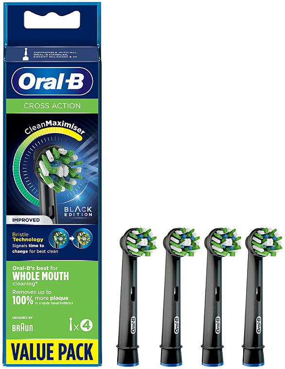 Ersatzkopf für elektrische Zahnbürste 4 St. - Oral-B Cross Action Black Power Toothbrush Refill Heads — Bild N1