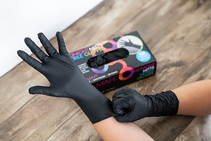 Nitrilhandschuhe puderfrei, schwarz, S, 100 St. - Framar Midnight Mitts Nitrile Gloves Small — Bild N4