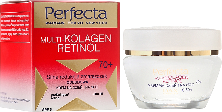 Intensiv regenerierende Anti-Falten Gesichtscreme mit Retinol und Kollagen 70+ SPF 6 - Dax Cosmetics Perfecta Multi-Collagen Retinol Face Cream 70+ — Bild N1