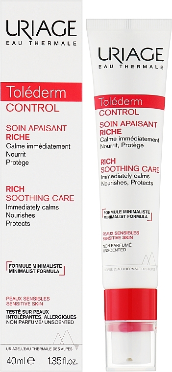 Beruhigende und schützende Gesichtscreme für empfindliche und allergische Haut mit Thermalwasser - Uriage Tolederm Control Rich Soothing Care — Bild N2