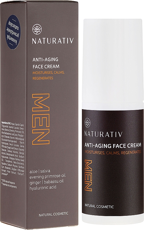 Feuchtigkeitsspendende und beruhigende Anti-Aging Gesichtscreme für Männer - Naturativ Men Face Cream — Bild N1