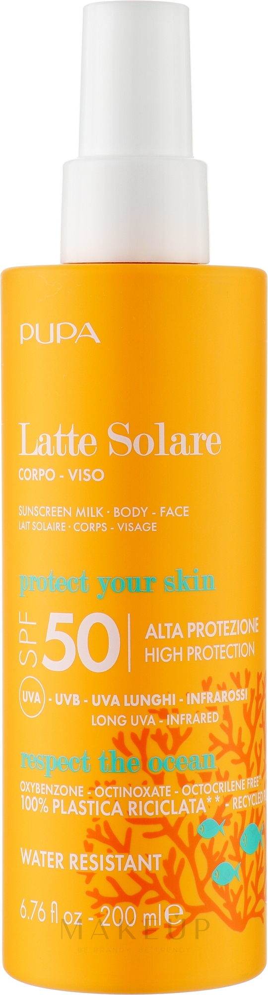 Sonnenschutzmilch für Gesicht und Körper - Pupa Sunscreen Milk High Protection SPF 50 — Bild 200 ml