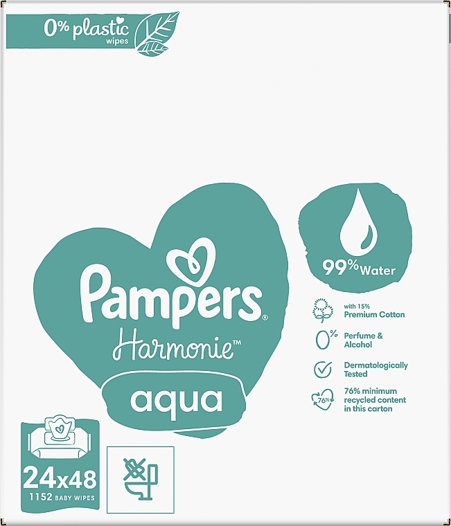 Feuchttücher für Babys 24x48 St. - Pampers Harmonie Aqua Baby Wipes — Bild N3