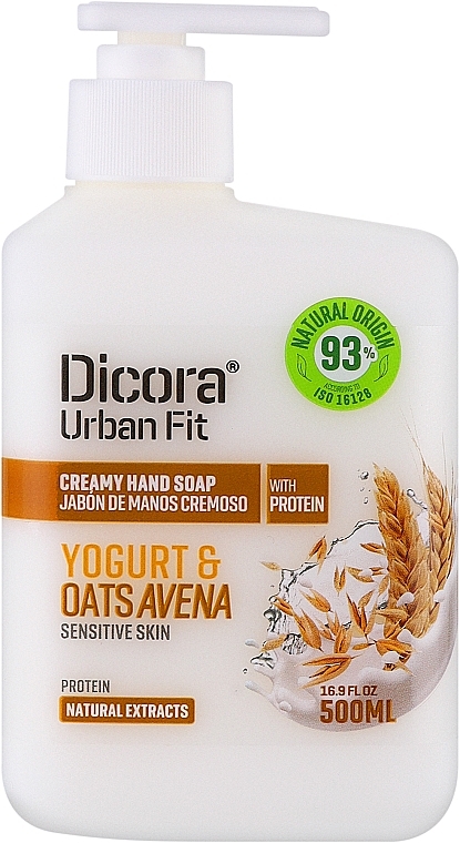 Flüssige cremige Handseife mit Joghurt und Haferflocken - Dicora Urban Fit Creamy Hand Soap Yogurt & Oats Avena — Bild N1