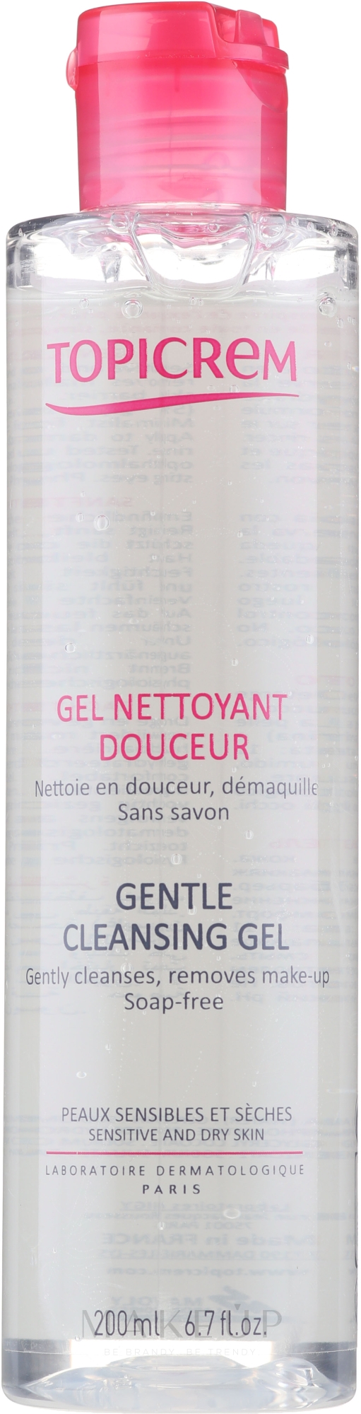 Sanftes Reinigungsgel zum Abschminken für trockene und empfindliche Haut - Topicrem Gentle Cleansing Gel — Bild 200 ml