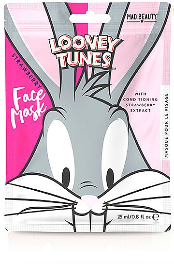 Pflegende Tuchmaske für das Gesicht mit Erdbeerextrakt Looney Tunes Bugs Bunny - Mad Beauty Looney Tunes Mascarilla Facial Bugs Bunny — Bild N1
