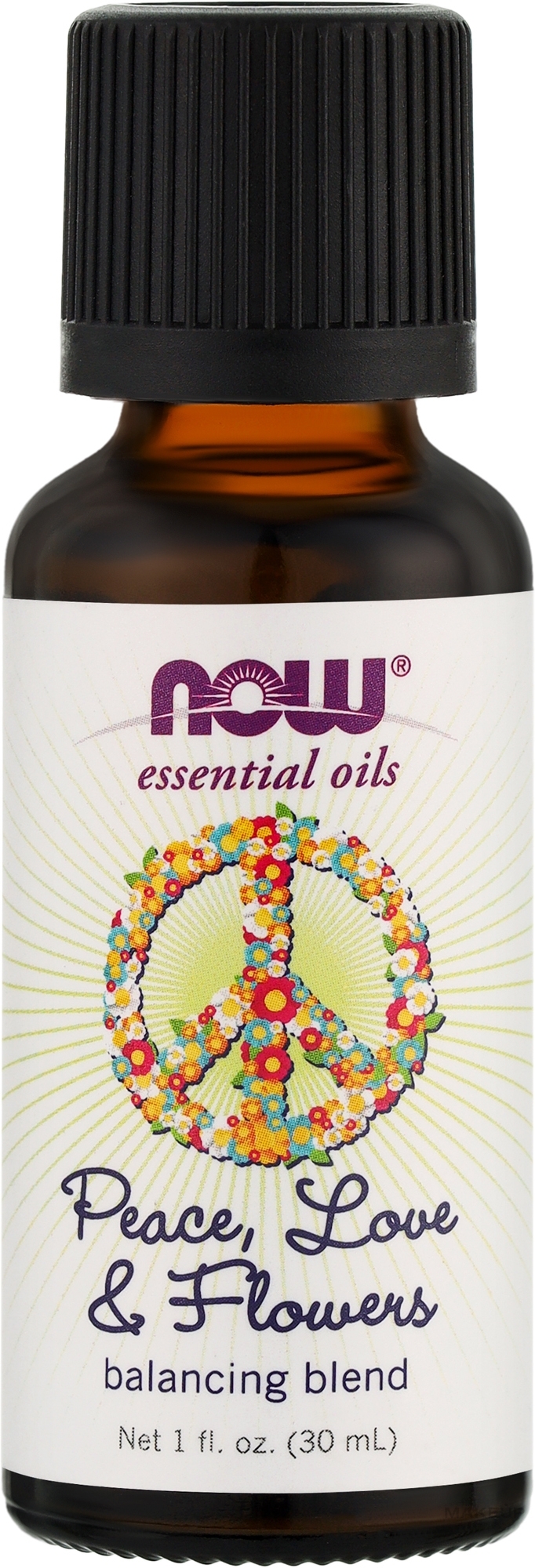 Beruhigende und ausgleichende Mischung aus ätherischen Ölen - Now Foods Essential Oils Peace-Love & Flowers Balancing Blend — Bild 30 ml