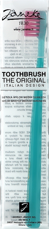 Zahnbürste mittel blau mit rosa - Janeke Toothbrush — Bild N1