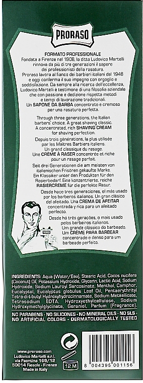 Rasiercreme mit Menthol und Eu­ka­lyp­tus - Proraso Green Shaving Cream — Bild N5