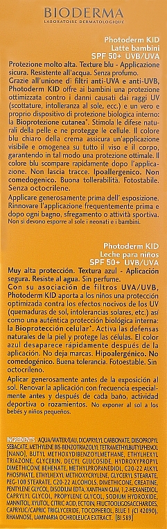 Wasserfeste Sonnenschutzmilch für Kinder SPF 50+ - Bioderma Photoderm Kid Lait Solaire Enfants SPF 50+ — Foto N5