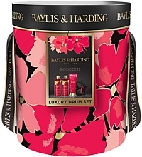 Set - Baylis & Harding Boudoire Cherry Blossom Luxury Pamper Drum Gift Set (b/bubble/300ml + sh/cr/300ml + lot/200ml + polisher/1pc) — Bild N1