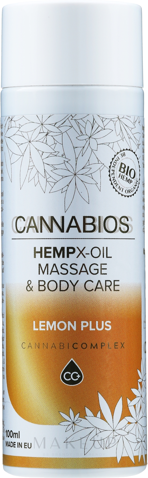 Massageöl für den Körper mit Oliven- und Hanfsamenöl und Zitronenschalle - Cannabios Hempx-Oil Massage & Body Care Lemon Plus — Bild 100 ml
