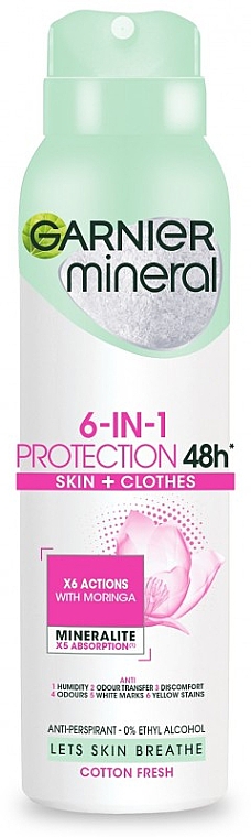 Deospray - Garnier Mineral 6in1 Protection 48h Cotton Fresh — Bild N1