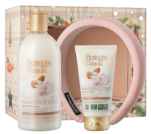 Set - Bottega Verde Sweet Almond Milk And Oil Gift Set (sh/gel/400ml + h/cr/75ml + hair/band/1pc) — Bild N1