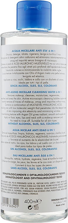 6in1 Anti-Aging Mizellenwasser für Augen, Gesicht und Lippen - Deborah Dermolab Anti-Aging Water 6 In 1 — Bild N2
