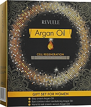 Düfte, Parfümerie und Kosmetik Gesichtspflegeset - Revuele Argan Oil Gift Set (Tagescreme für das Gesicht 50ml + Serum für Hände und Nägel 50ml + Augenkontur-Elixier 25ml)