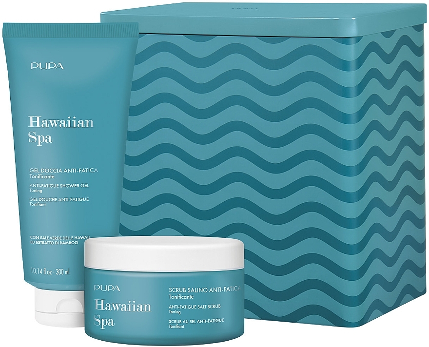 Körperpflegeset - Pupa Hawaiian Spa Kit 1 2023 (Körperpeeling 350g + Duschgel 300ml + Box) — Bild N1