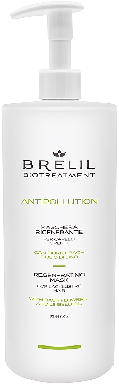 Regenerierende Maske für schwaches Haar mit Bachblüten und Leinsamenöl - Brelil Bio Treatment Antipollution Regenerating Mask — Bild N2