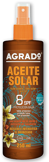 Bräunungsbeschleuniger für den Körper SPF 8 - Agrado Aceite Solar SPF8 — Bild N1