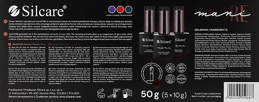 Nagelset - Silcare More Mani Uv/Led Color (Nagelbase 10g + Nagelüberlack 10g + Nagellack 3x10g)  — Bild N2