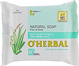Naturseife mit Aloe vera-Extrakt und grüner Tonerde für Gesicht und Körper - O'Herbal Natural Soap — Bild N1