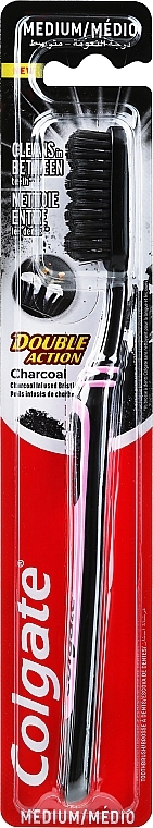 Zahnbürste mittel Double Action Charcoal mit Aktivkohle schwarz-violett - Colgate Double Action Charcoal Medium Toothbrush — Bild N1