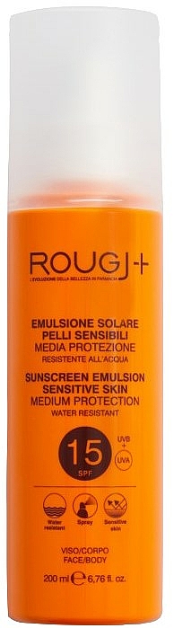Sonnenschutzemulsion für empfindliche Haut SPF 15 - Rougj+ Sunscreen Emulsion Sensitive Skin Medium Protection SPF 15 — Bild N1