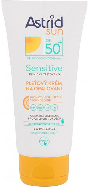 Feuchtigkeitsspendende Sonnenschutzcreme für das Gesicht mit Hanfsamenöl SPF 50+ - Astrid Sun Sensitive Face Cream — Bild N1