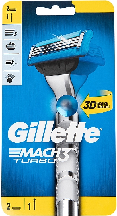 Rasierer mit 2 austauschbaren Kartuschen  - Gillette Mach 3 Turbo	 — Bild N1