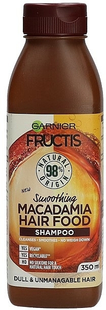Veganes glättendes Shampoo für trockenes und widerspenstiges Haar mit Macadamiaöl - Garnier Fructis Hair Food Macadamia Smoothing Shampoo — Bild N2